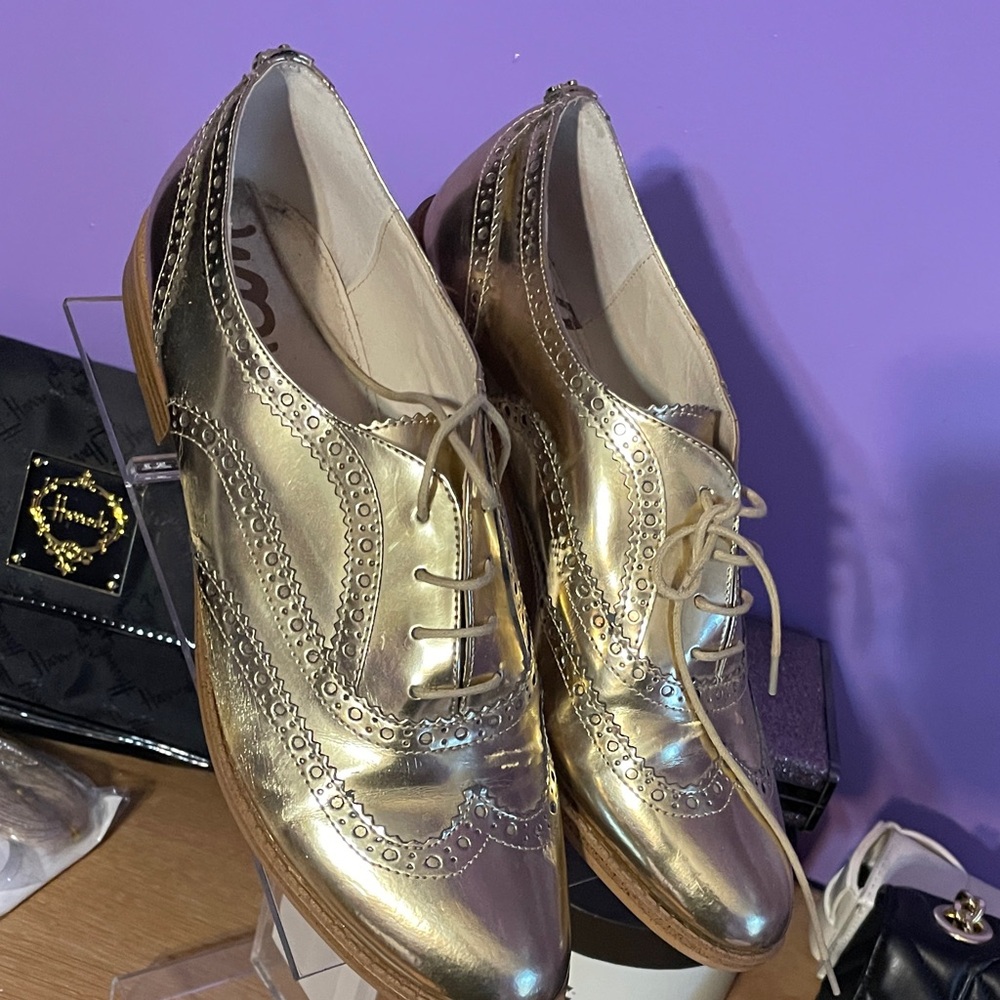 Sam Edelman Metallic Gold Brogue Flats
